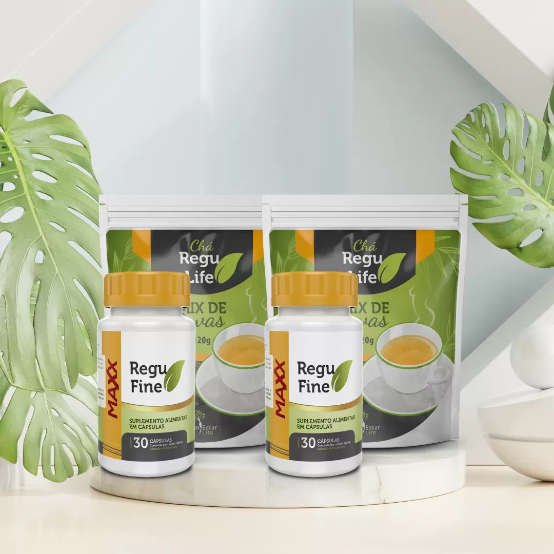 COMBO PARA DOIS MESES-DUAS UNIDADES REGU FINE MAXX E CHÁ REGU LIFE 
