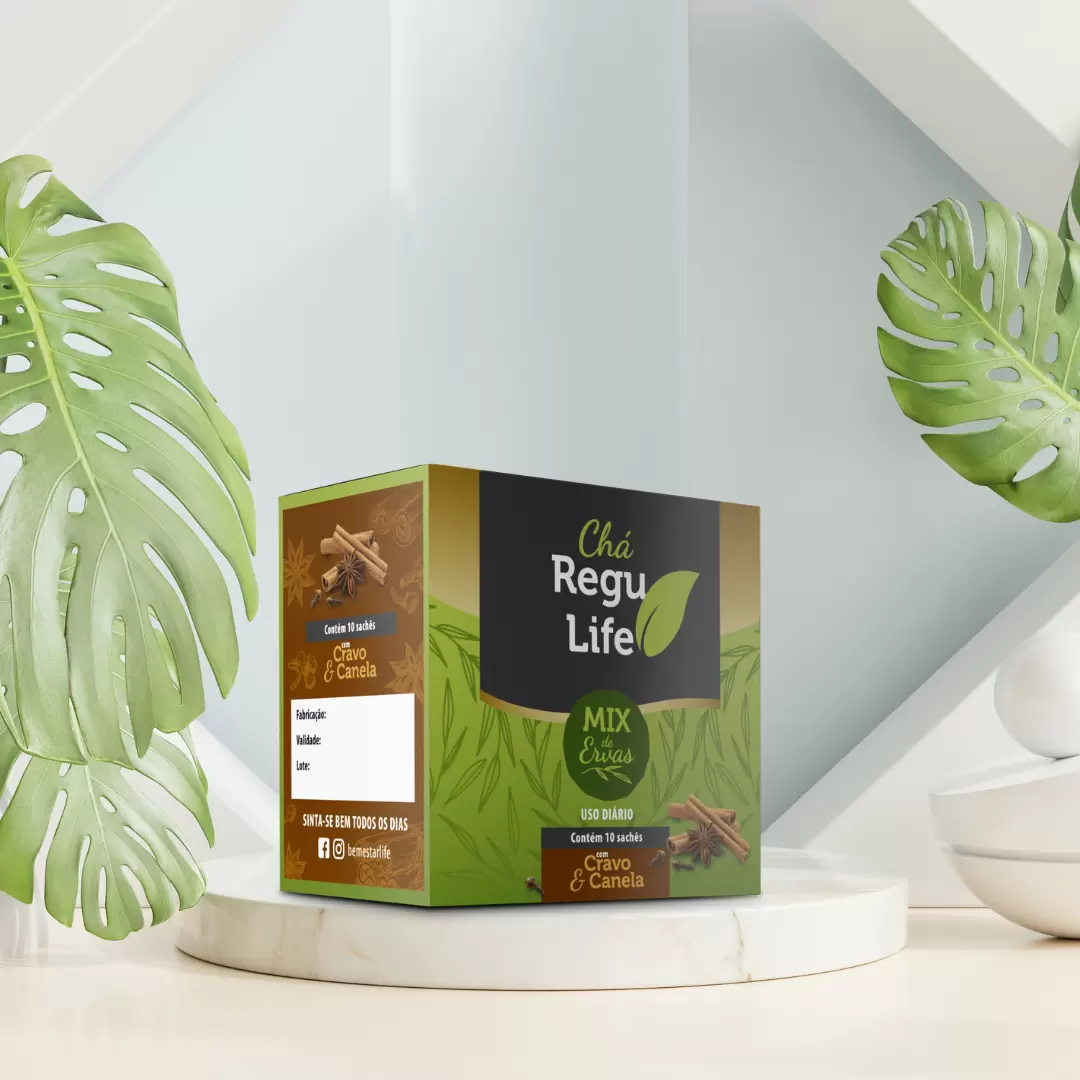 CHÁ REGU LIFE - 10 SACHÊS SABOR CRAVO E CANELA