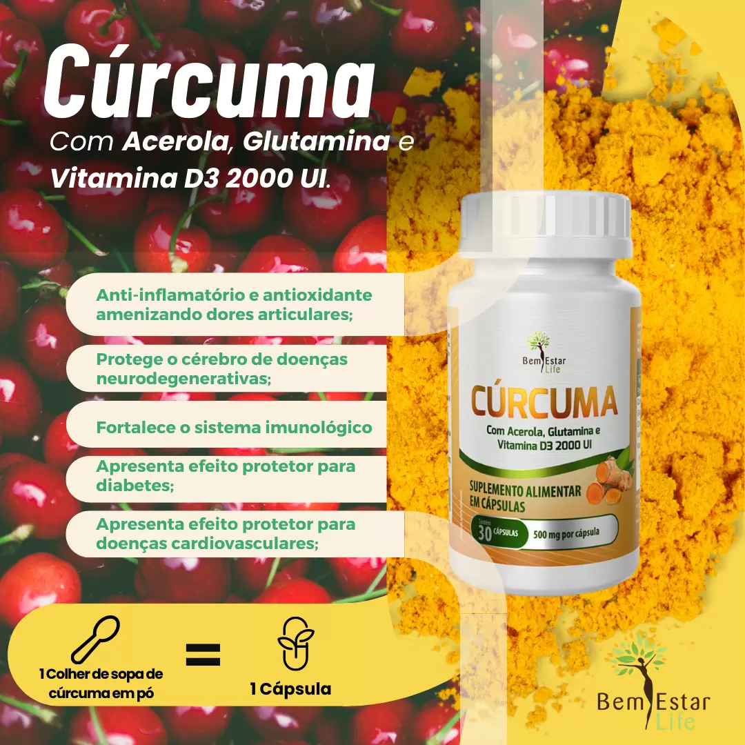 CURCÚMA  + VIT D3 2000UI 96% CURCUMINA