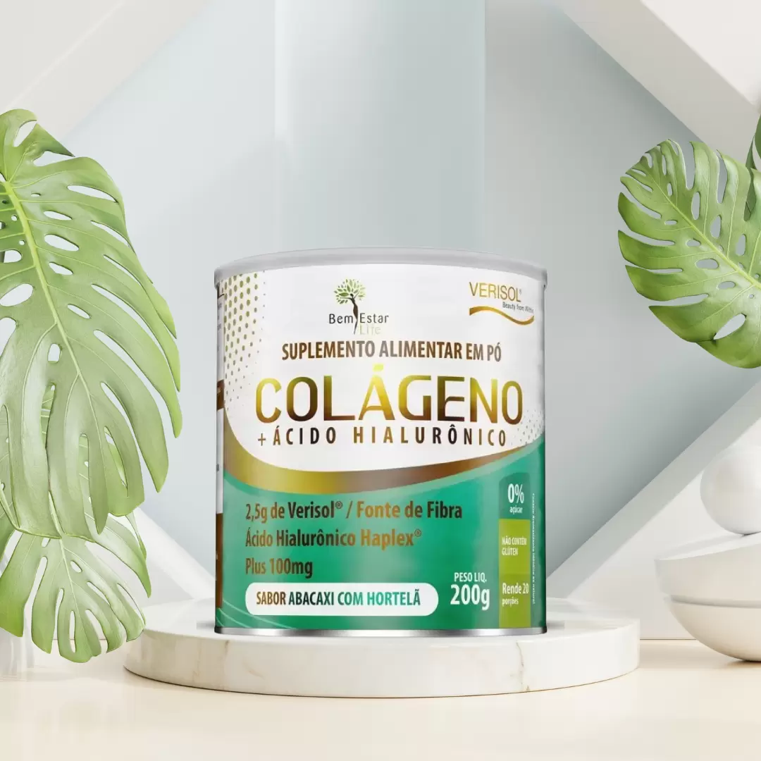 COLÁGENO VERISOL COM ÁCIDO HIALURÔNICO 200G- SABOR ABACAXI COM HORTELÃ