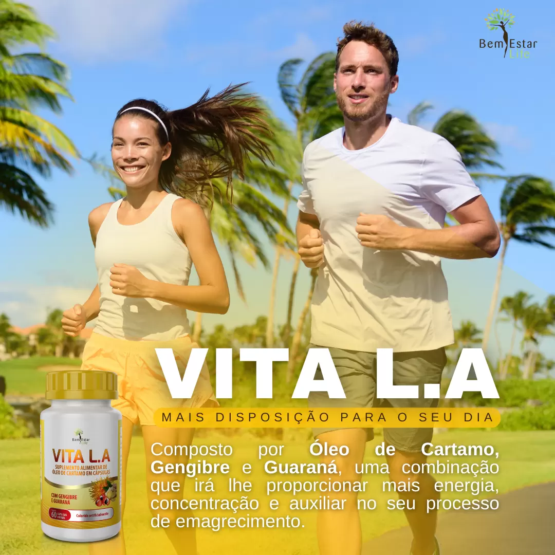 VITA L.A - Óleo de Cartamo, Gengibre e Guarana - 60 CAPS