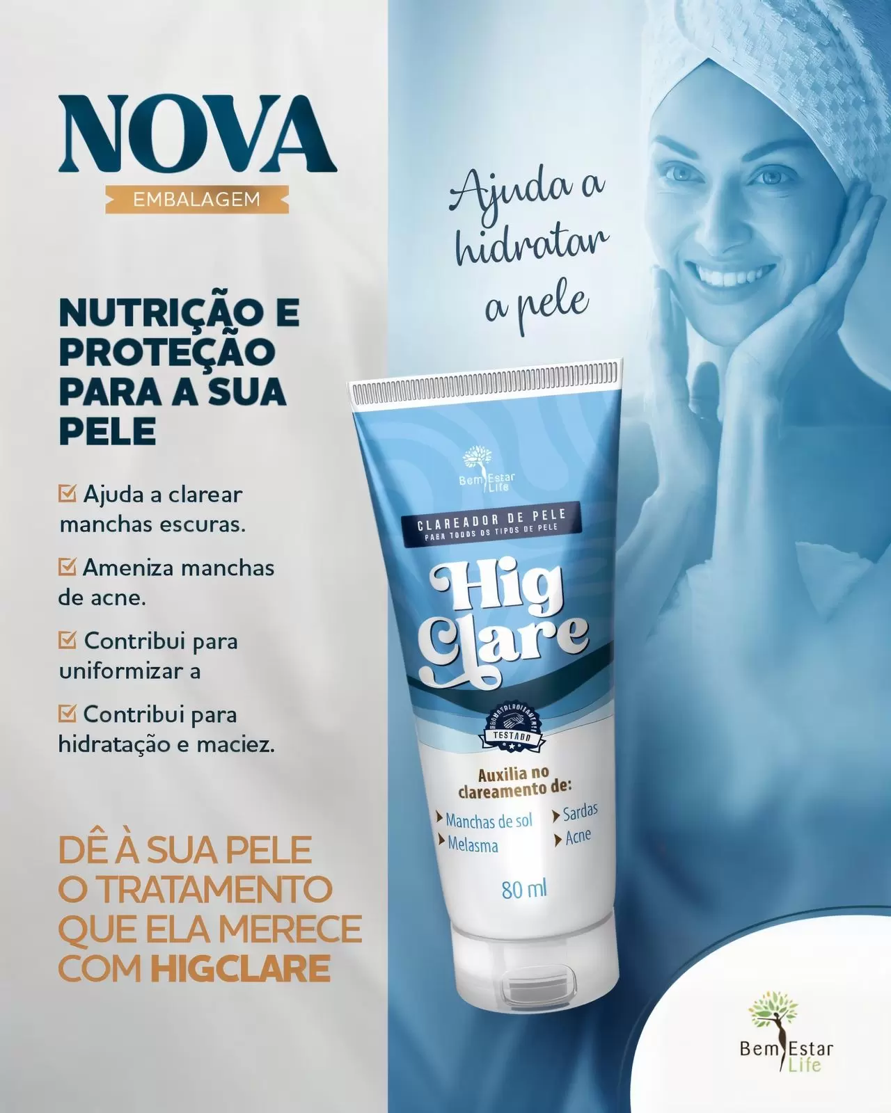 CREME CLAREADOR- FACIAL E CORPORAL HIGCLARE